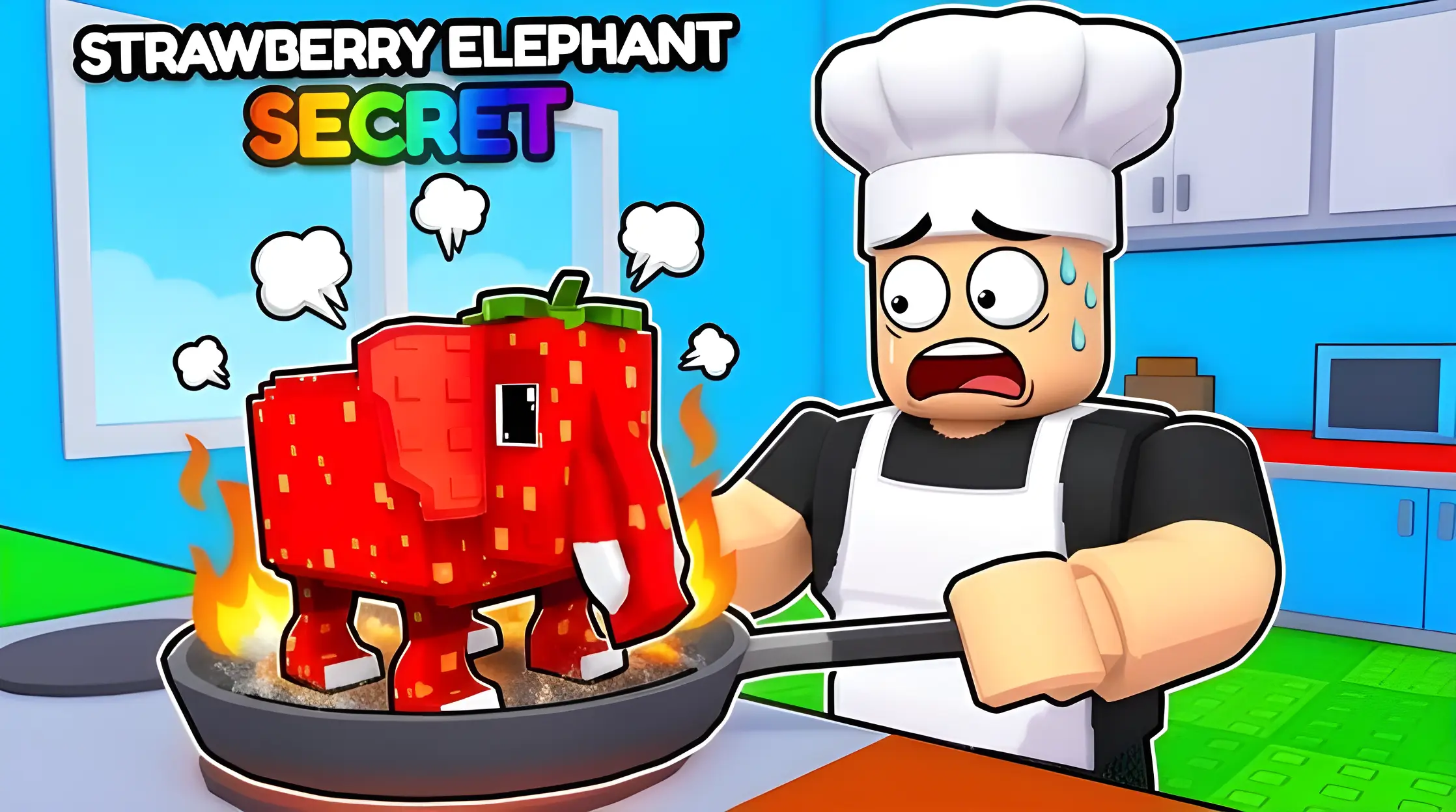 AI generated Roblox thumbnail with a bold character and mascot composition