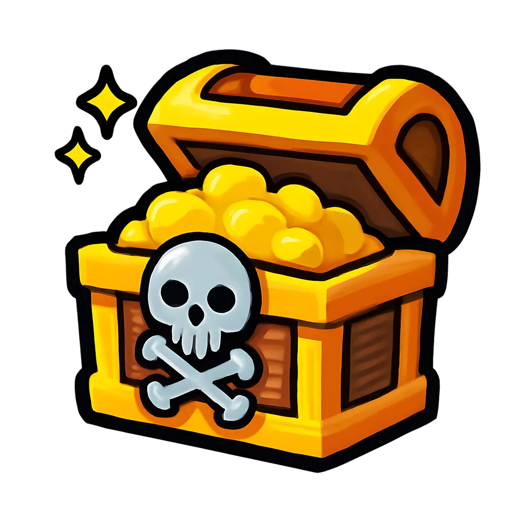 Treasure chest game icon with gold trim
