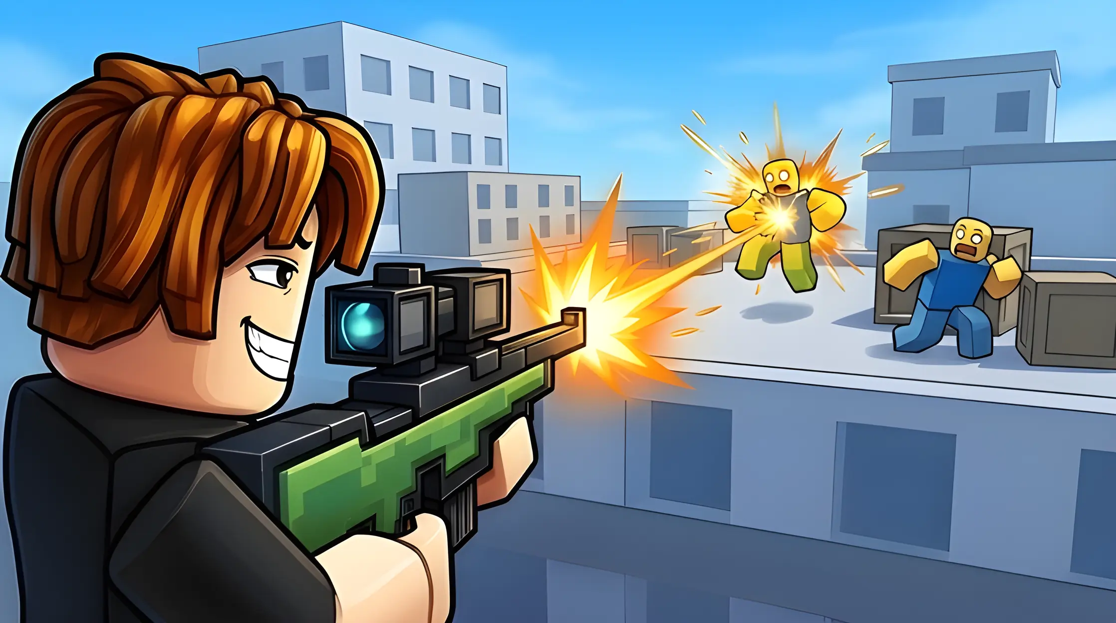 AI generated Roblox combat thumbnail with a readable action scene
