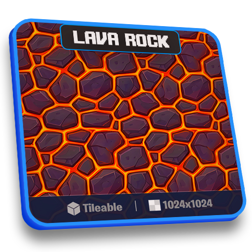 Lava rock tileable texture card generated for a game asset pack