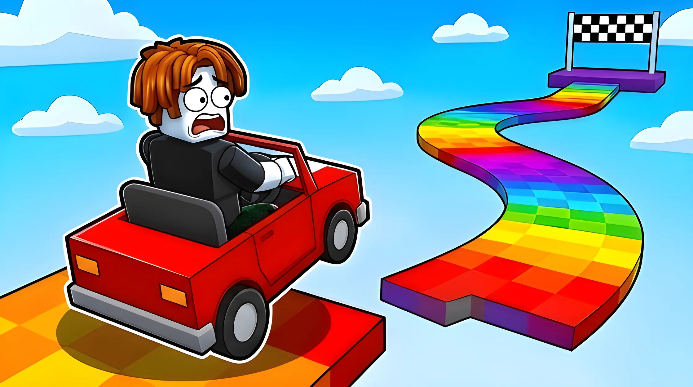AI generated Roblox obby thumbnail with a colorful obstacle course