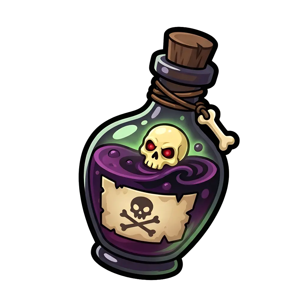 Poison bottle game icon with green liquid